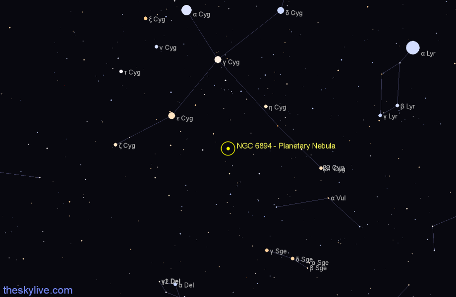 Finder chart NGC 6894 - Planetary Nebula in Cygnus star