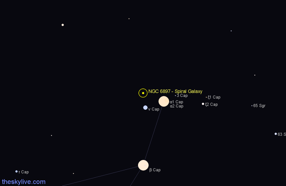 Finder chart NGC 6897 - Spiral Galaxy in Capricornus star