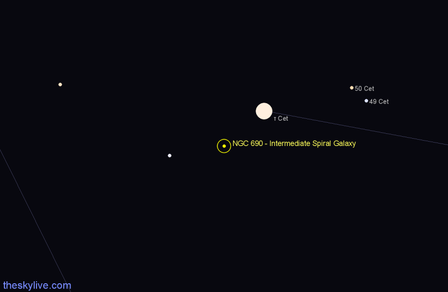 Finder chart NGC 690 - Intermediate Spiral Galaxy in Cetus star