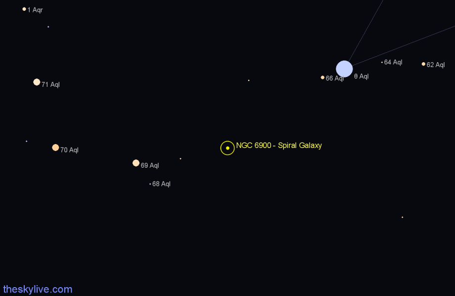 Finder chart NGC 6900 - Spiral Galaxy in Aquila star