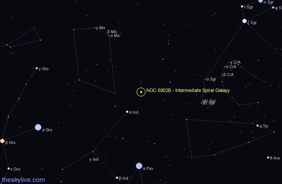 Finder chart NGC 6902B - Intermediate Spiral Galaxy in Sagittarius star