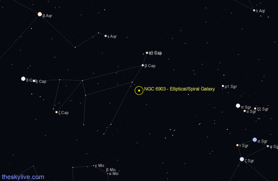 Finder chart NGC 6903 - Elliptical/Spiral Galaxy in Capricornus star