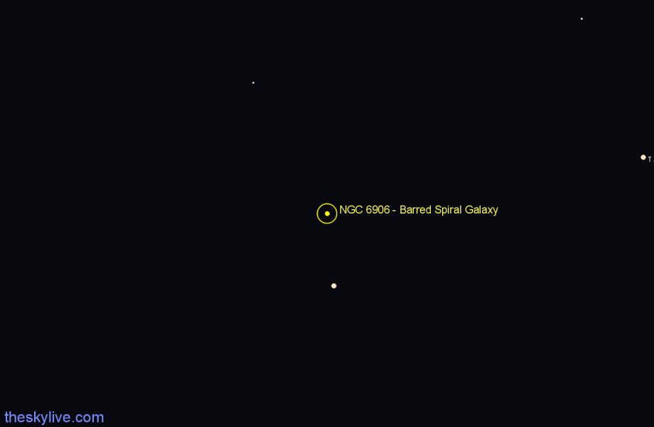 Finder chart NGC 6906 - Barred Spiral Galaxy in Delphinus star