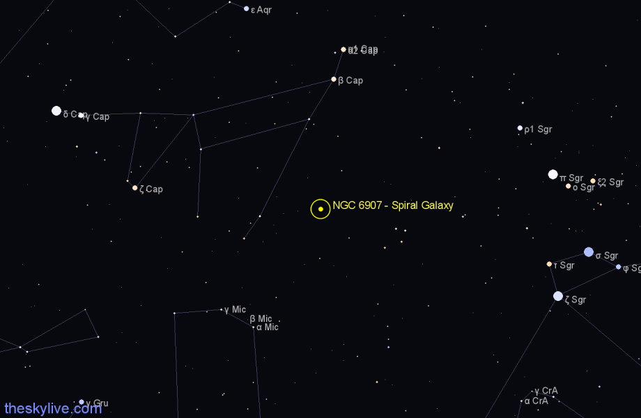 Finder chart NGC 6907 - Spiral Galaxy in Capricornus star