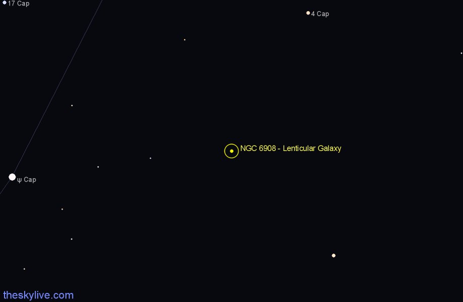 Finder chart NGC 6908 - Lenticular Galaxy in Capricornus star