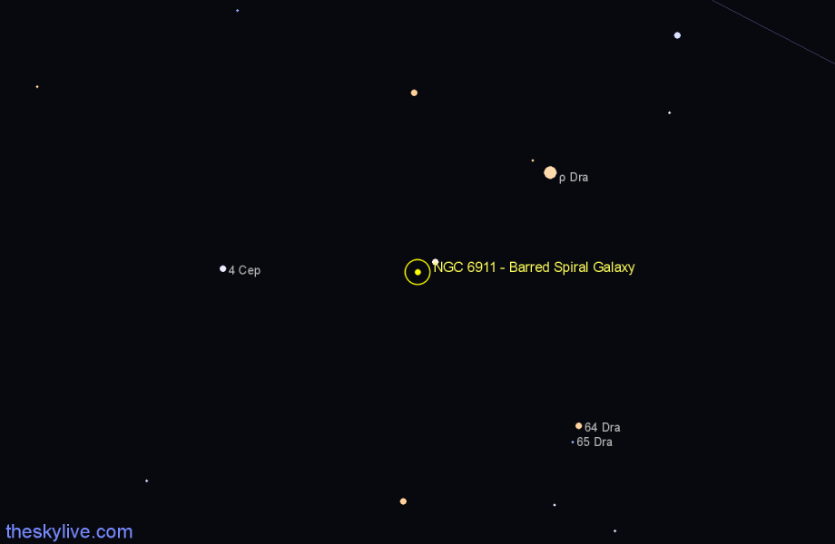 Finder chart NGC 6911 - Barred Spiral Galaxy in Draco star