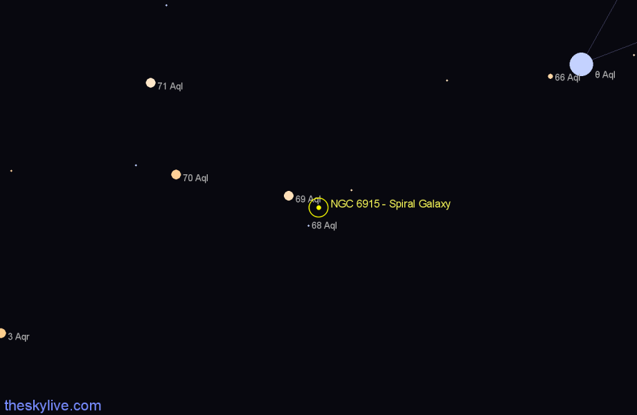 Finder chart NGC 6915 - Spiral Galaxy in Aquila star