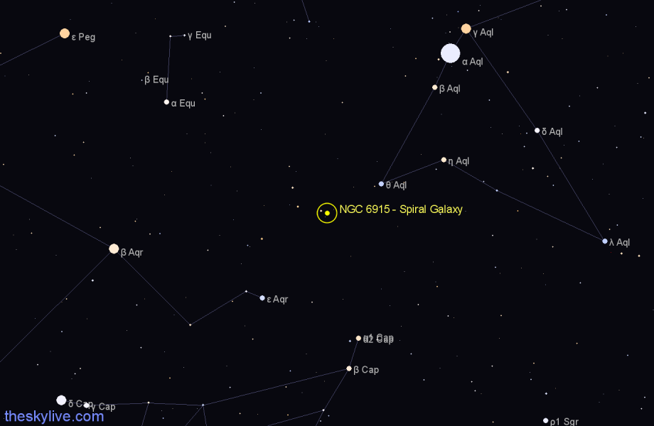 Finder chart NGC 6915 - Spiral Galaxy in Aquila star