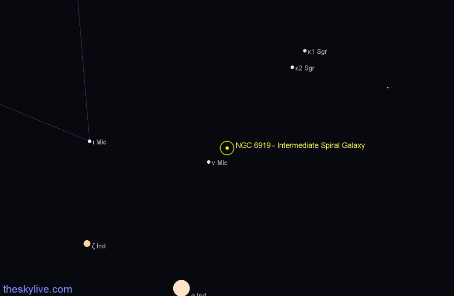 Finder chart NGC 6919 - Intermediate Spiral Galaxy in Microscopium star