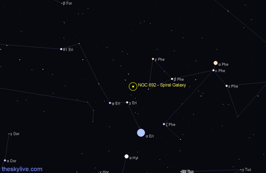 Finder chart NGC 692 - Spiral Galaxy in Phoenix star