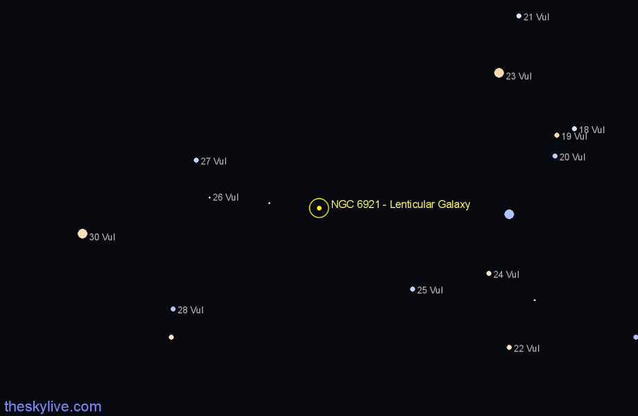 Finder chart NGC 6921 - Lenticular Galaxy in Vulpecula star