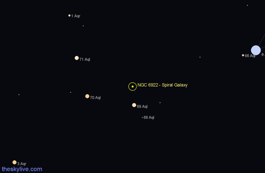 Finder chart NGC 6922 - Spiral Galaxy in Aquila star