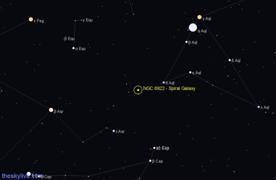 Finder chart NGC 6922 - Spiral Galaxy in Aquila star
