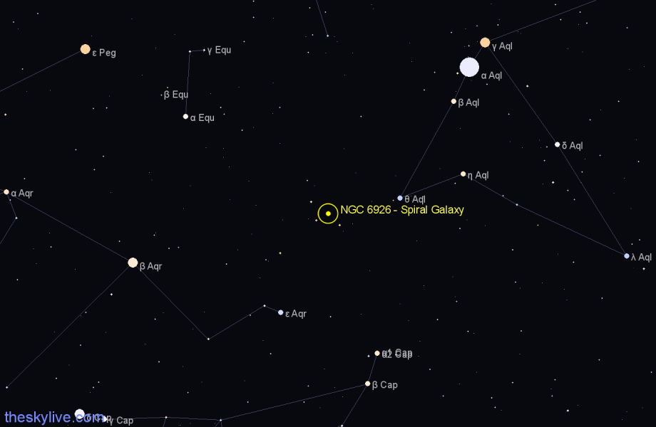 Finder chart NGC 6926 - Spiral Galaxy in Aquila star