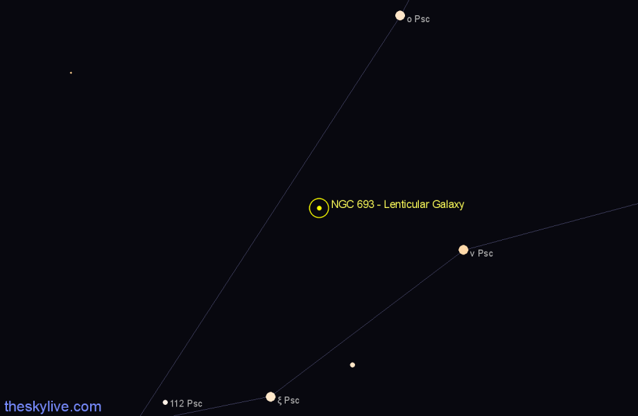 Finder chart NGC 693 - Lenticular Galaxy in Pisces star