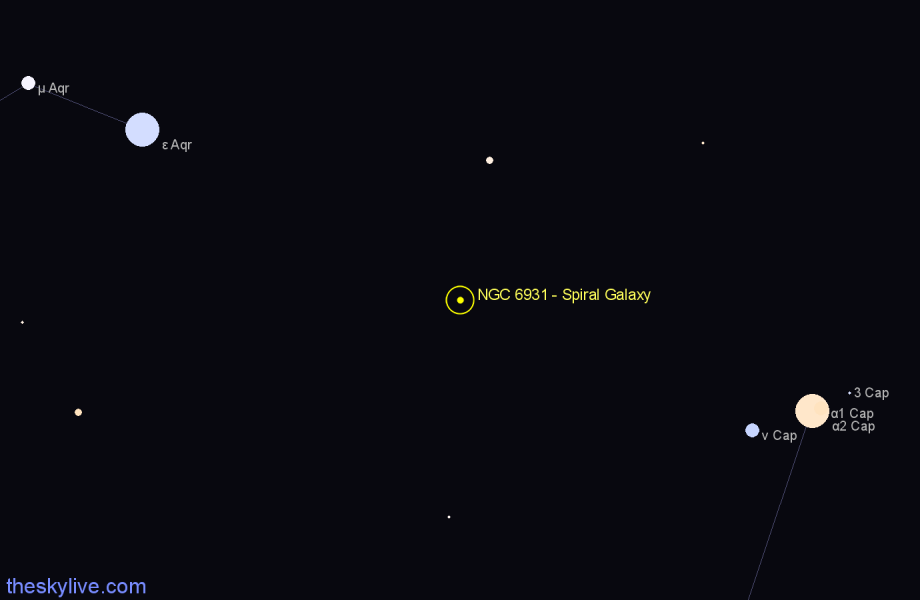 Finder chart NGC 6931 - Spiral Galaxy in Capricornus star