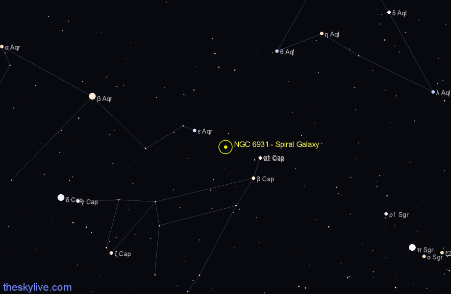 Finder chart NGC 6931 - Spiral Galaxy in Capricornus star