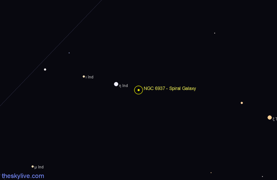 Finder chart NGC 6937 - Spiral Galaxy in Indus star