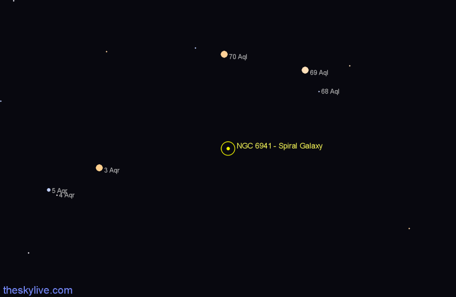 Finder chart NGC 6941 - Spiral Galaxy in Aquila star