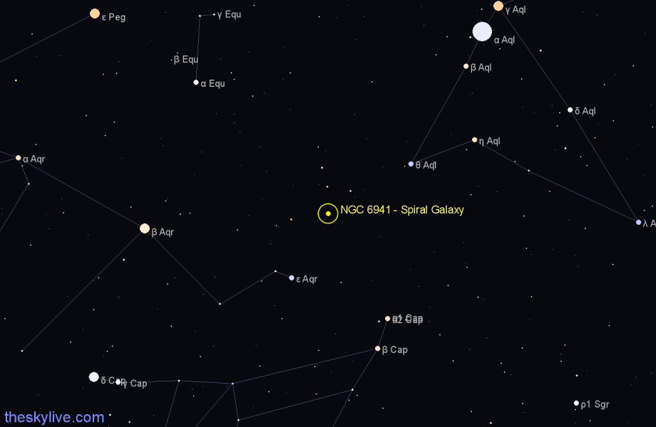 Finder chart NGC 6941 - Spiral Galaxy in Aquila star