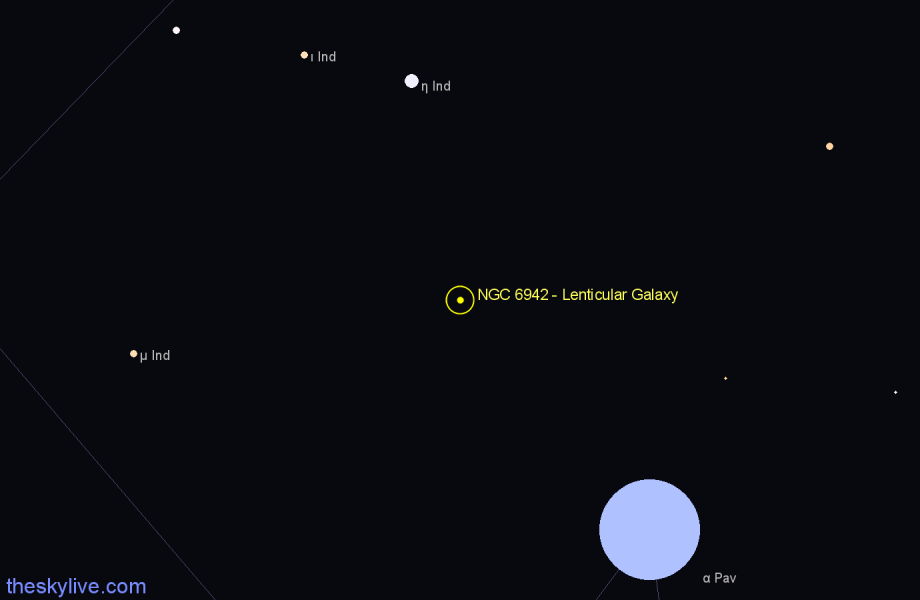 Finder chart NGC 6942 - Lenticular Galaxy in Indus star