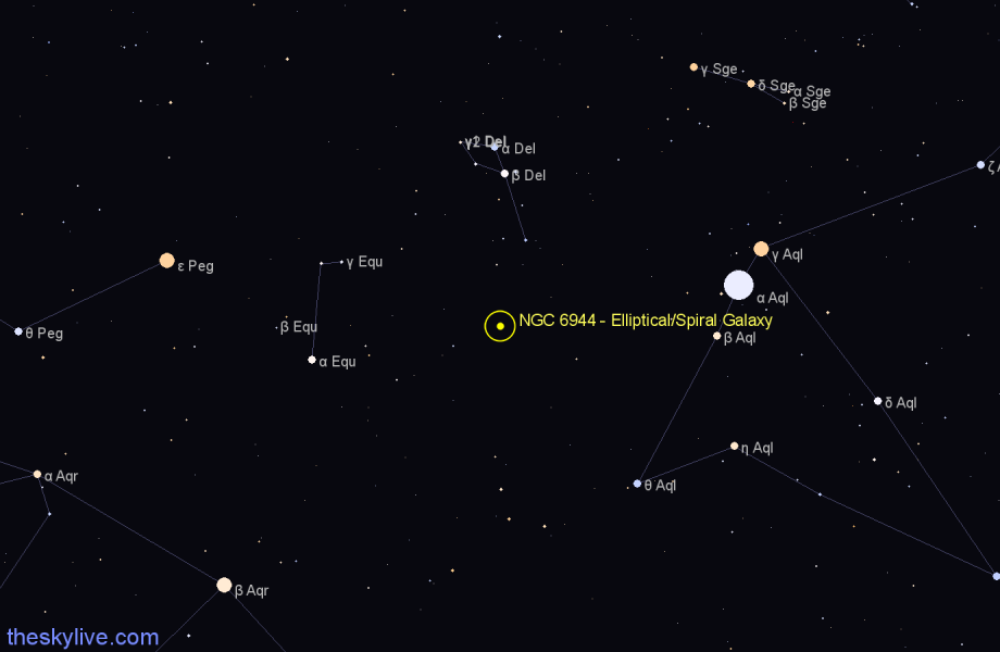 Finder chart NGC 6944 - Elliptical/Spiral Galaxy in Delphinus star