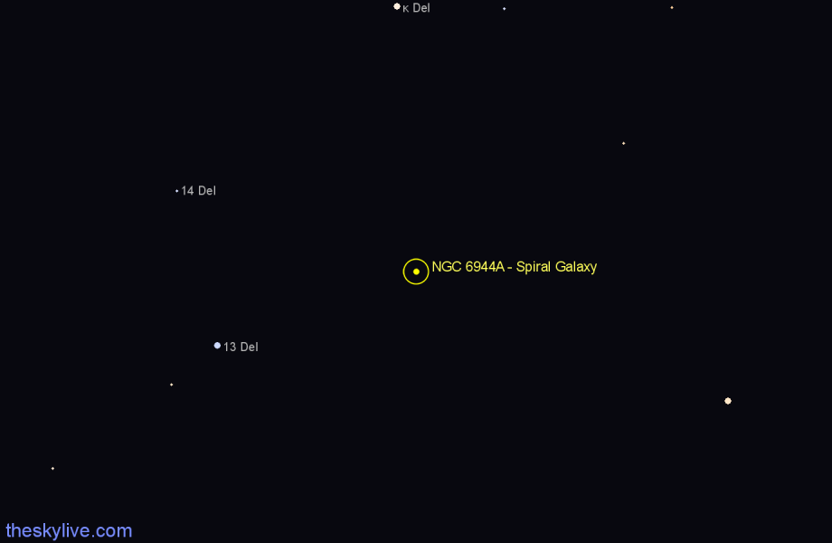 Finder chart NGC 6944A - Spiral Galaxy in Delphinus star