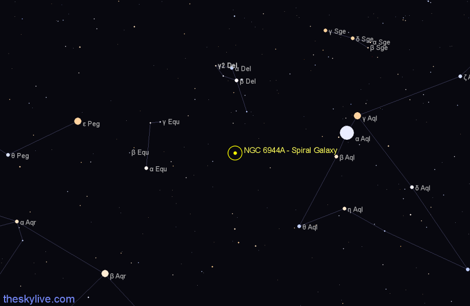 Finder chart NGC 6944A - Spiral Galaxy in Delphinus star