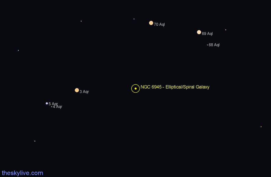 Finder chart NGC 6945 - Elliptical/Spiral Galaxy in Aquarius star