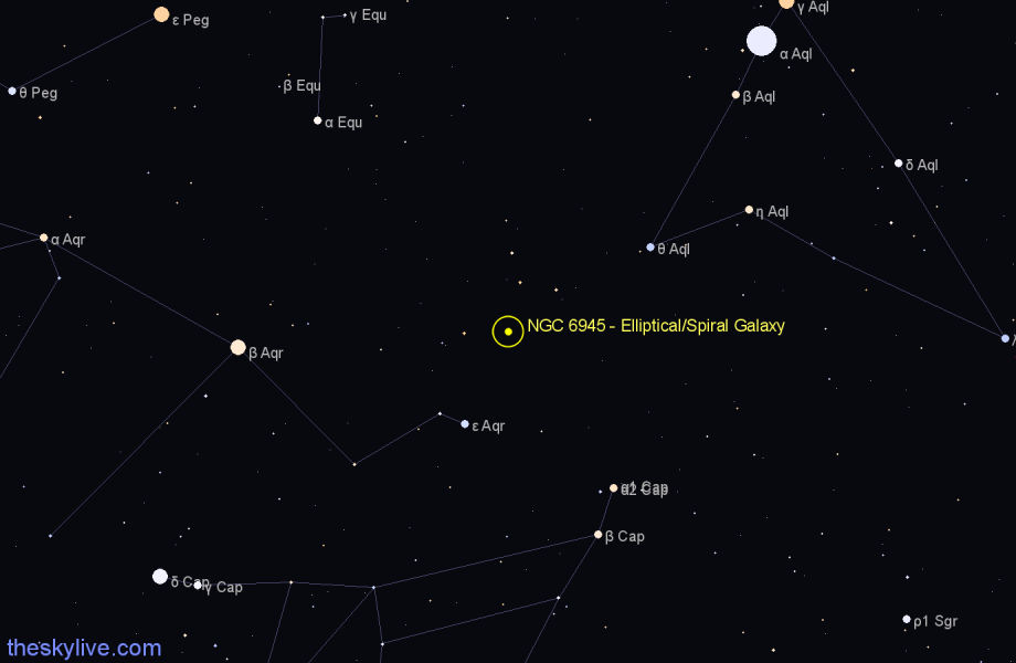 Finder chart NGC 6945 - Elliptical/Spiral Galaxy in Aquarius star