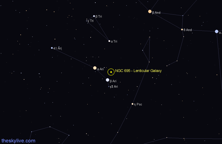 Finder chart NGC 695 - Lenticular Galaxy in Aries star