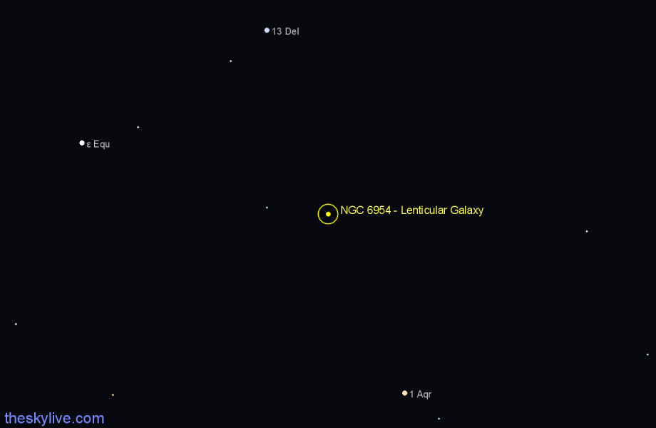 Finder chart NGC 6954 - Lenticular Galaxy in Delphinus star