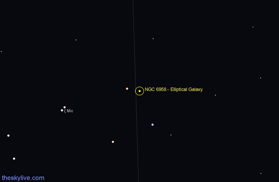 Finder chart NGC 6958 - Elliptical Galaxy in Microscopium star