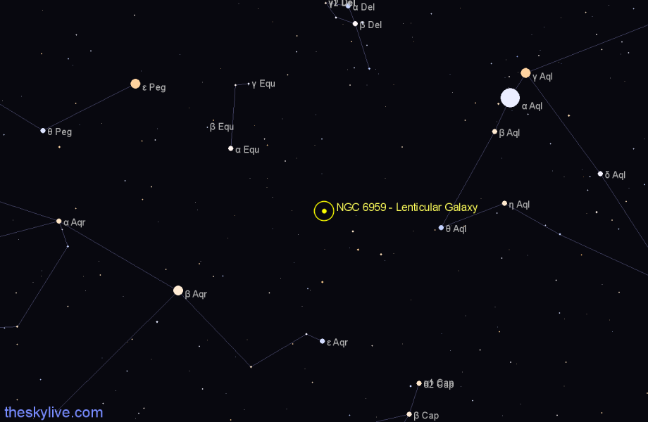 Finder chart NGC 6959 - Lenticular Galaxy in Aquarius star