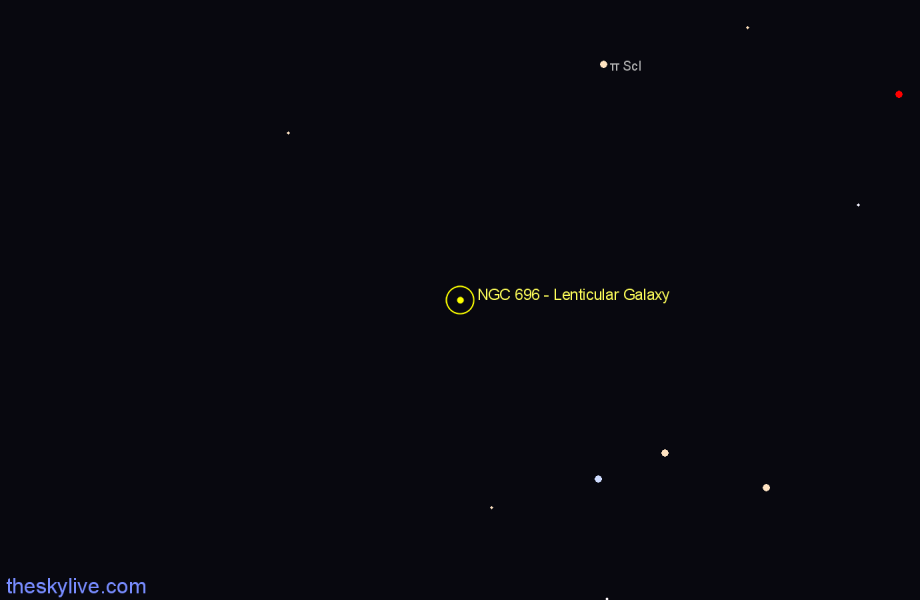 Finder chart NGC 696 - Lenticular Galaxy in Fornax star
