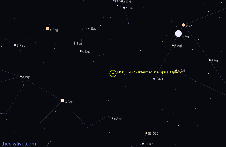 Finder chart NGC 6962 - Intermediate Spiral Galaxy in Aquarius star