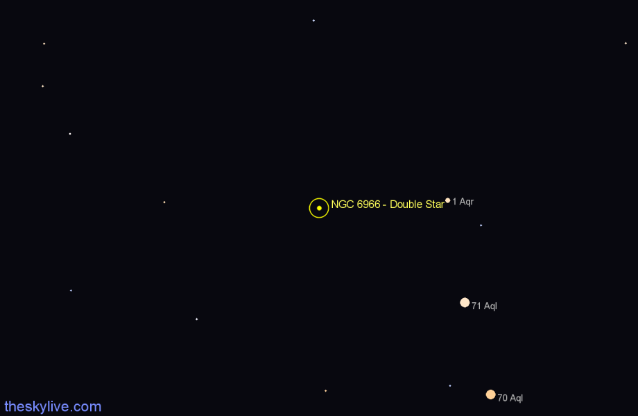 Finder chart NGC 6966 - Double Star in Aquarius star