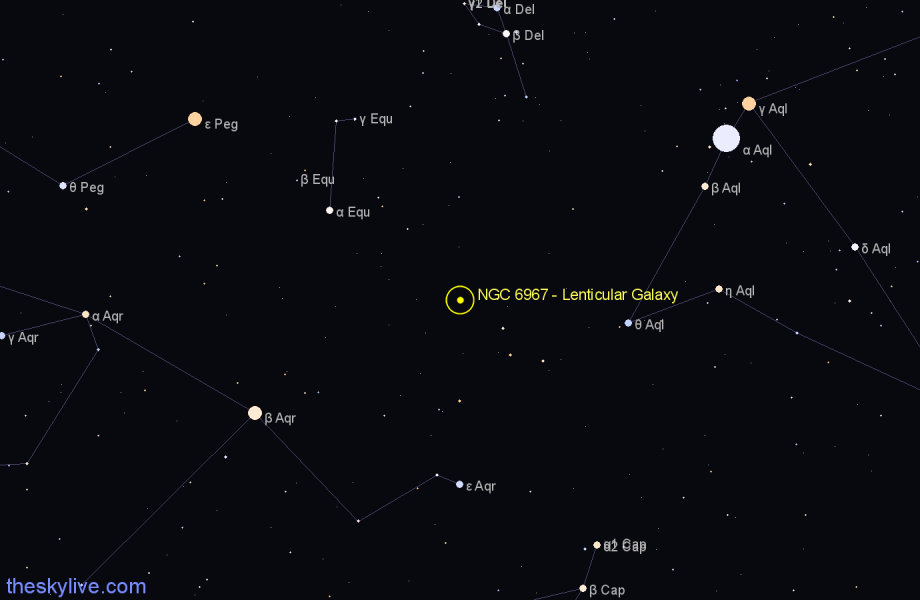 Finder chart NGC 6967 - Lenticular Galaxy in Aquarius star