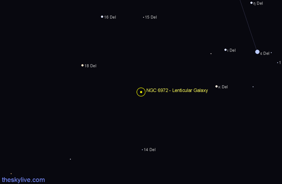 Finder chart NGC 6972 - Lenticular Galaxy in Delphinus star