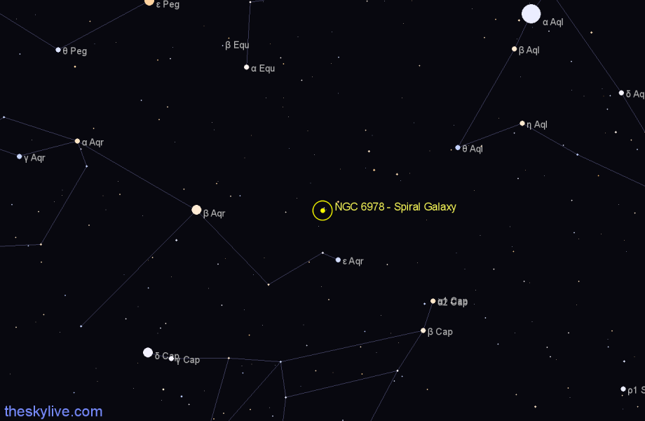 Finder chart NGC 6978 - Spiral Galaxy in Aquarius star