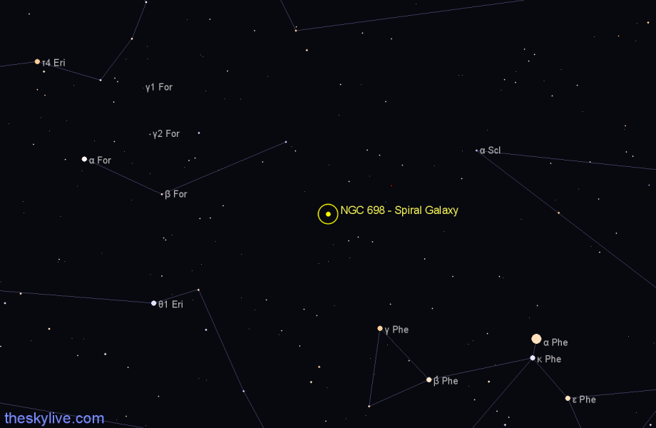 Finder chart NGC 698 - Spiral Galaxy in Fornax star