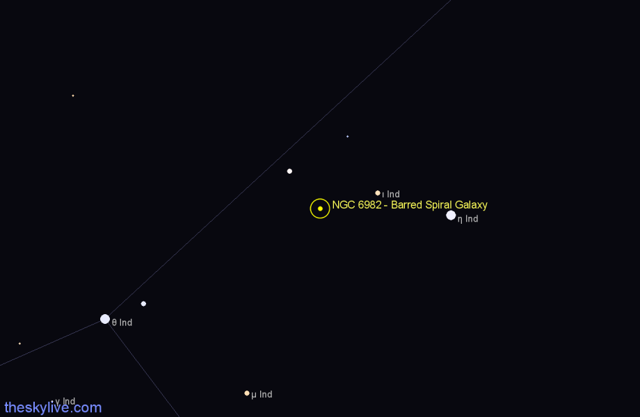 Finder chart NGC 6982 - Barred Spiral Galaxy in Indus star