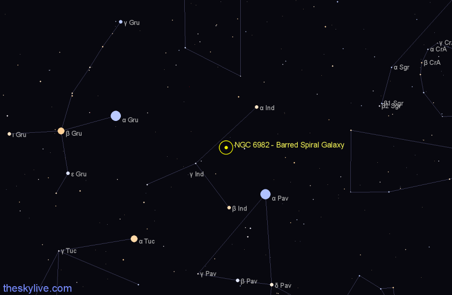 Finder chart NGC 6982 - Barred Spiral Galaxy in Indus star