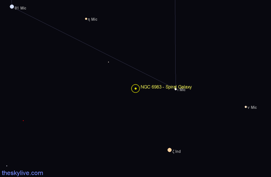 Finder chart NGC 6983 - Spiral Galaxy in Microscopium star