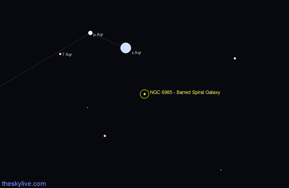 Finder chart NGC 6985 - Barred Spiral Galaxy in Aquarius star