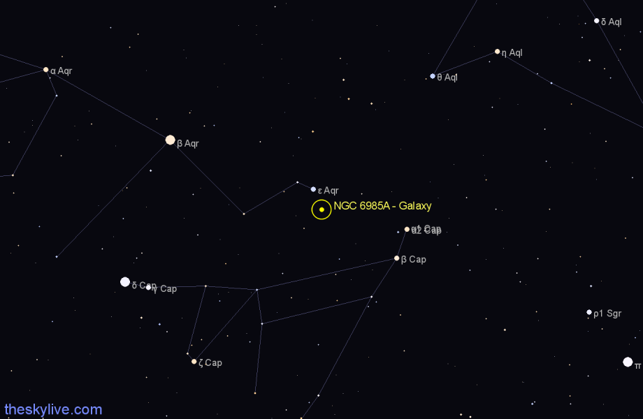 Finder chart NGC 6985A - Galaxy in Aquarius star