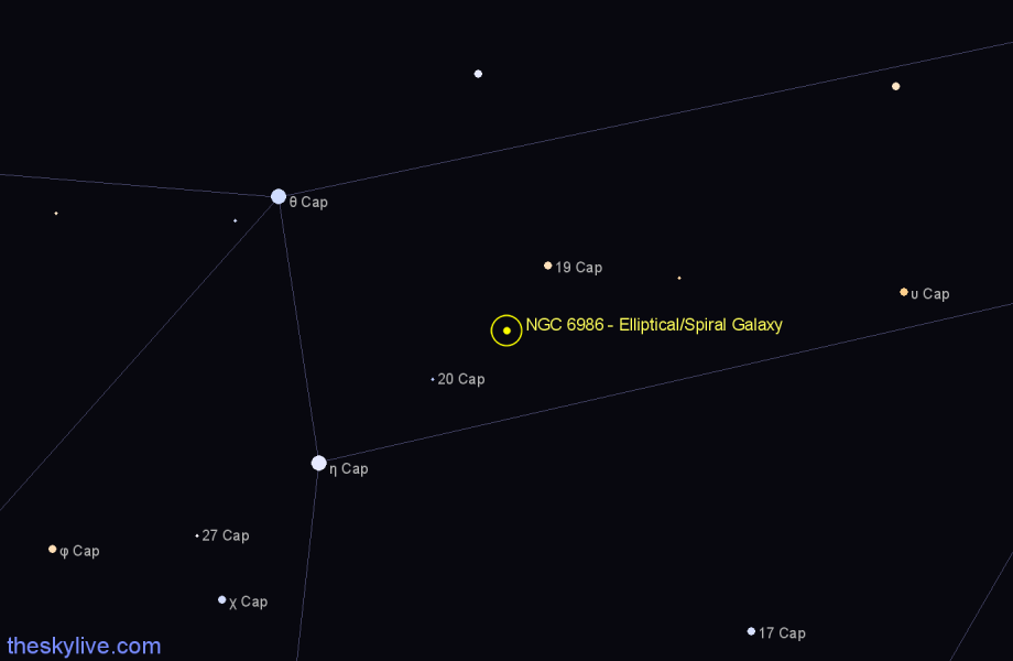 Finder chart NGC 6986 - Elliptical/Spiral Galaxy in Capricornus star