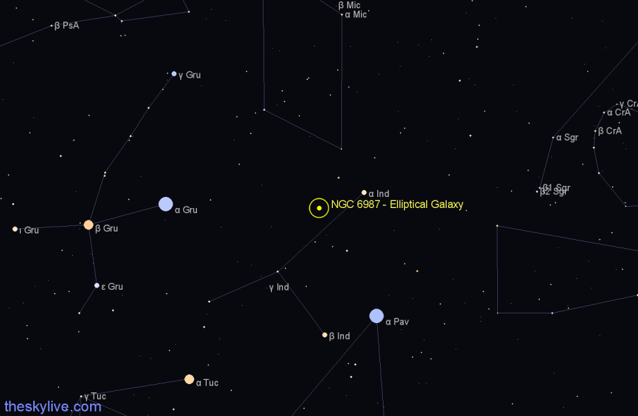 Finder chart NGC 6987 - Elliptical Galaxy in Indus star