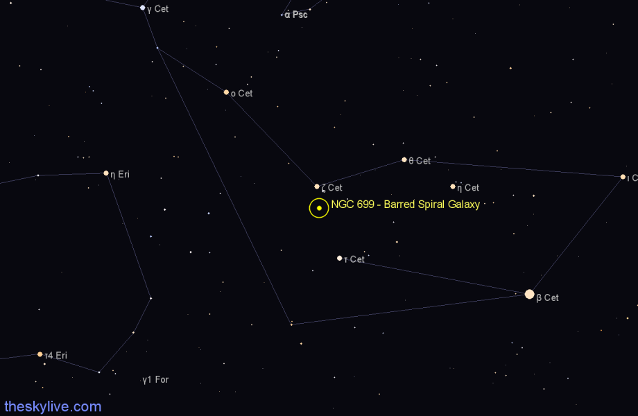 Finder chart NGC 699 - Barred Spiral Galaxy in Cetus star