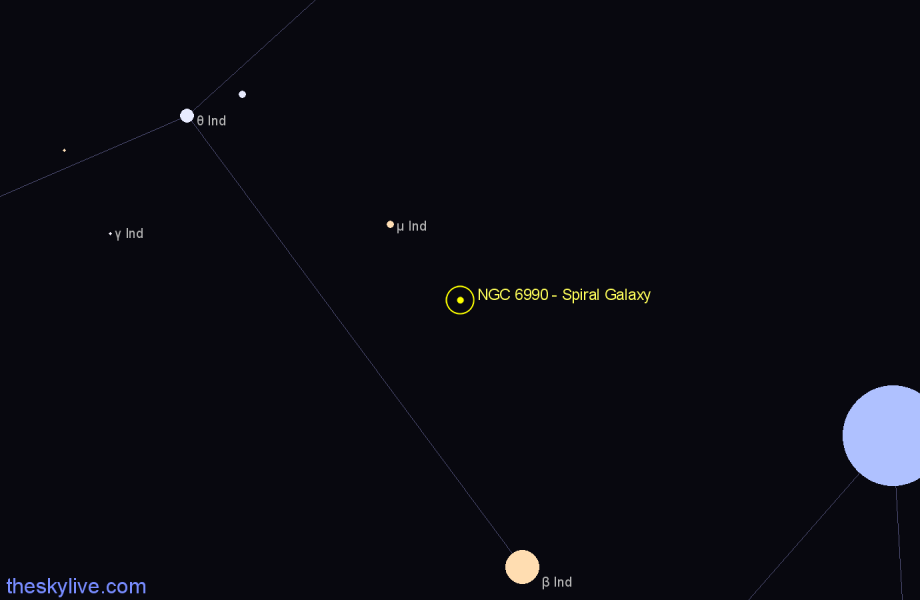 Finder chart NGC 6990 - Spiral Galaxy in Indus star